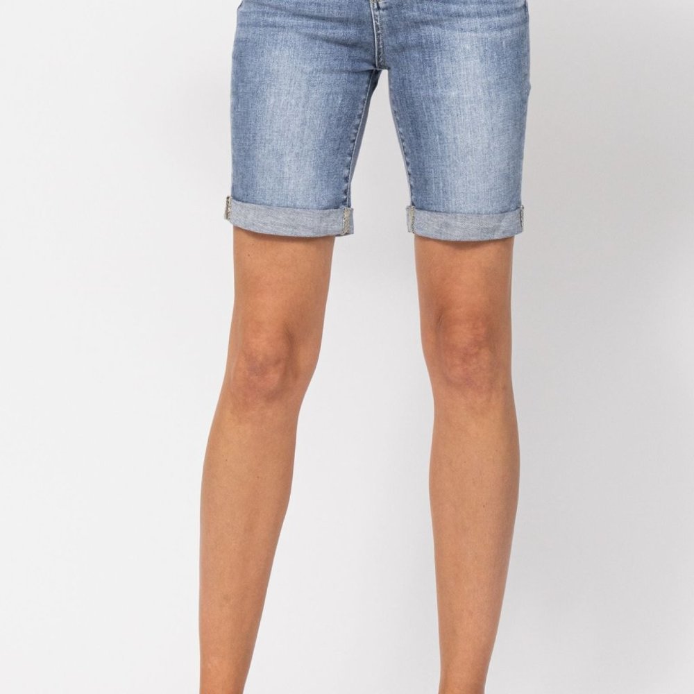 HI-RISE CUFFED BERMUDA SHORTS - Picture 4 of 4